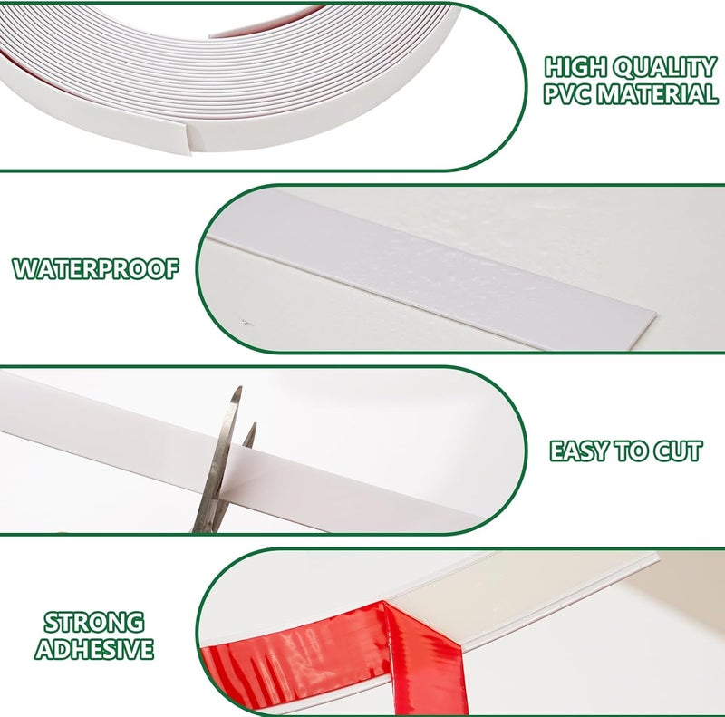 JSIWOTH 0.79in × 40Ft Peel and Stick Wall Molding Trim - Flexible Self Adhesive Molding Trim for Walls, Edges, Borders, Window Frames, Backsplash Tiles - White (Paintable) Waterproof Trim - Image 3